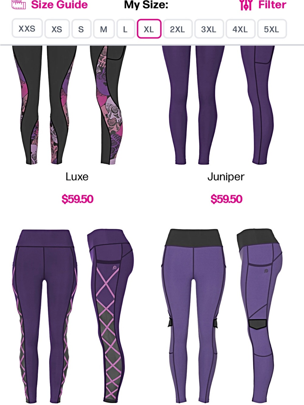 POP Fit Women's Purple Active Jeggings with Black Waistband
